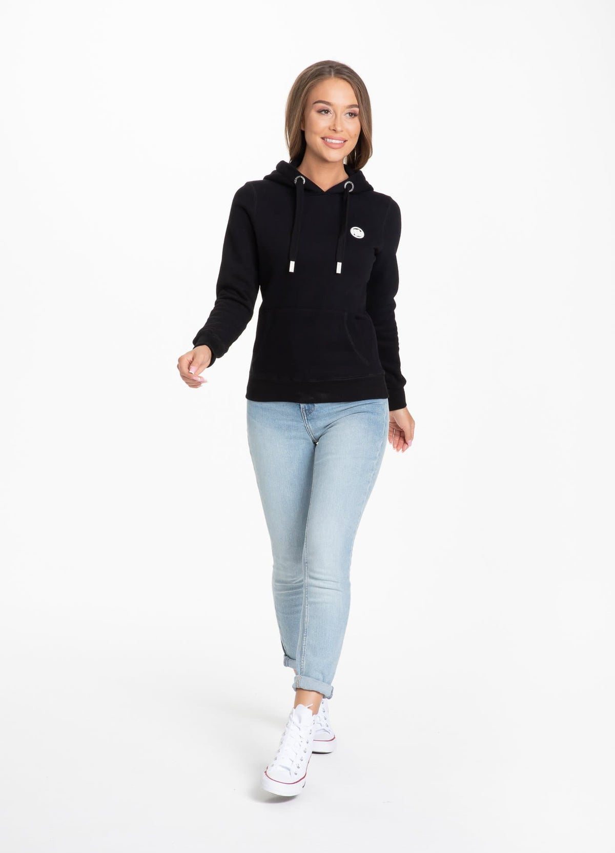 Women's hoodie SMALL LOGO Black - Pitbull West Coast International Store 