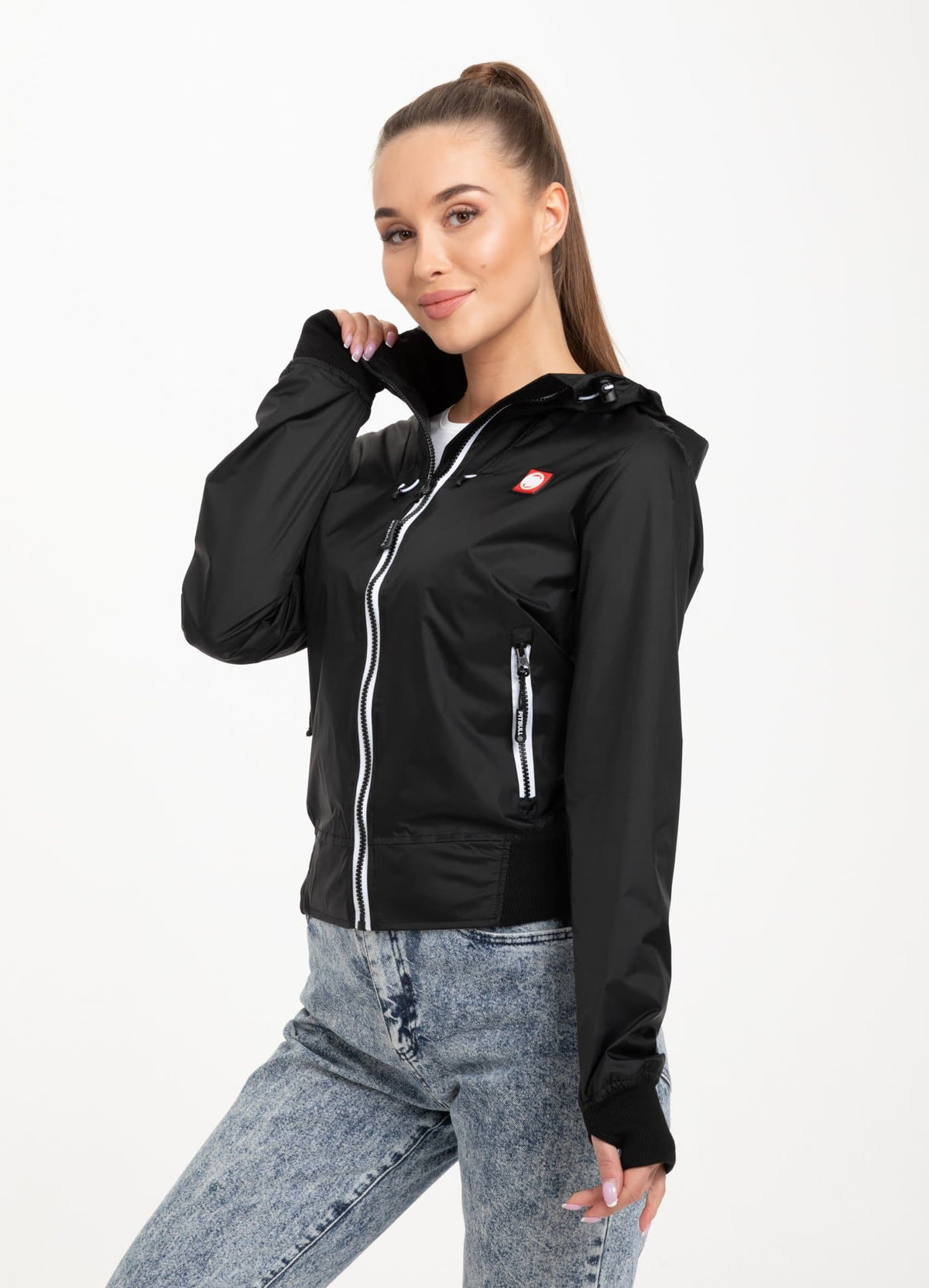 Women Hooded Nylon Jacket AARICIA 2021 Black - Pitbull West Coast International Store 