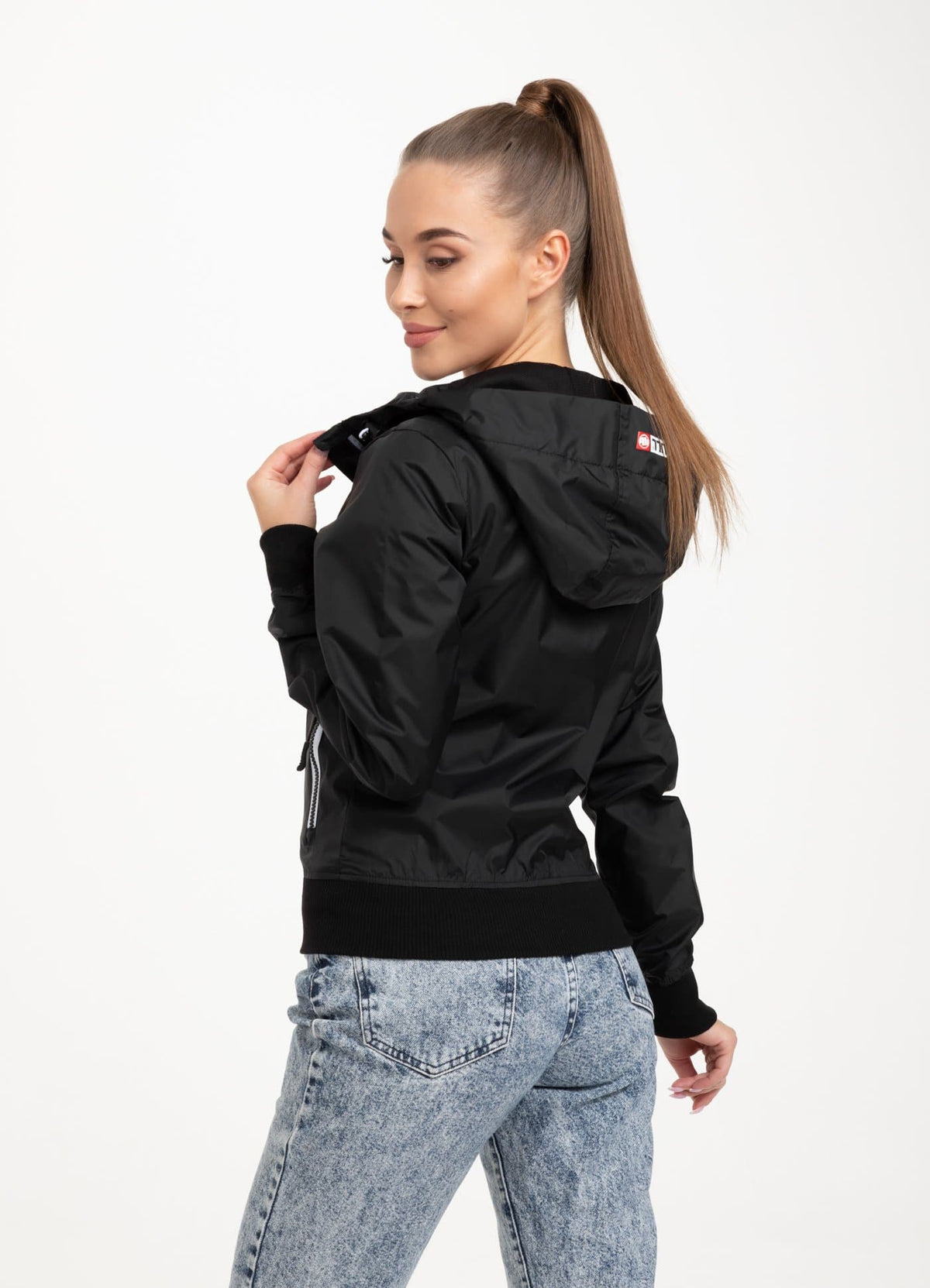 Women Hooded Nylon Jacket AARICIA 2021 Black - Pitbull West Coast International Store 